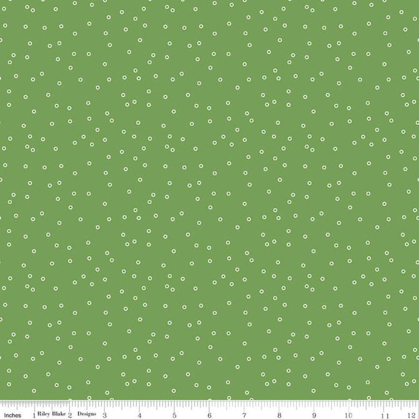 SALE Prim Circles C9693 Clover - Riley Blake Designs - Green Scattered Outlined Circles - Quilting Cotton Fabric