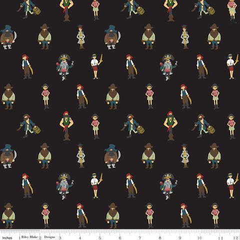 CLEARANCE Pirate Tales Pirates C9682 Black - Riley Blake Designs - Quilting Cotton Fabric