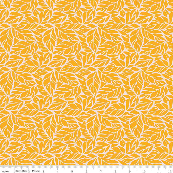 CLEARANCE Fleur Foliage C9871 Yellow - Riley Blake - Tone on Tone All Over Leaves -  Quilting Cotton Fabric