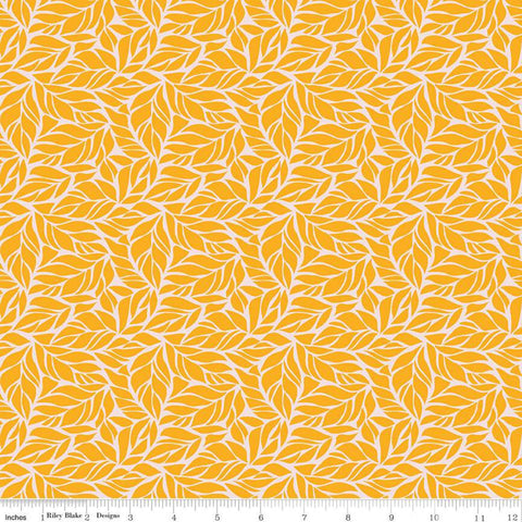 CLEARANCE Fleur Foliage C9871 Yellow - Riley Blake - Tone on Tone All Over Leaves -  Quilting Cotton Fabric
