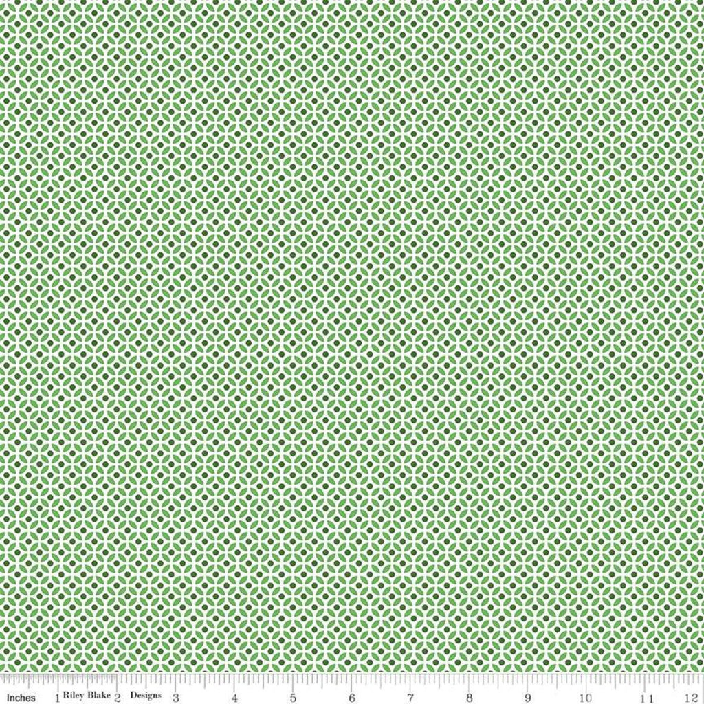 SALE Fleur Circles C9875 Green - Riley Blake Designs - Geometric Green White -  Quilting Cotton Fabric