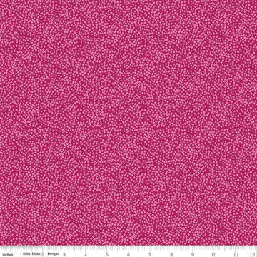 SALE New Dawn Blossoms C9855 Fuchsia - Riley Blake Designs - Pink Floral Flowers Pin Dots - Quilting Cotton Fabric