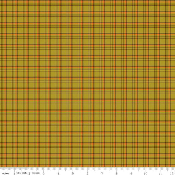 CLEARANCE Give Thanks Plaid C9525 Olive - Riley Blake Designs - Thanksgiving Autumn Fall Green Brown Orange -  Quilting Cotton Fabric