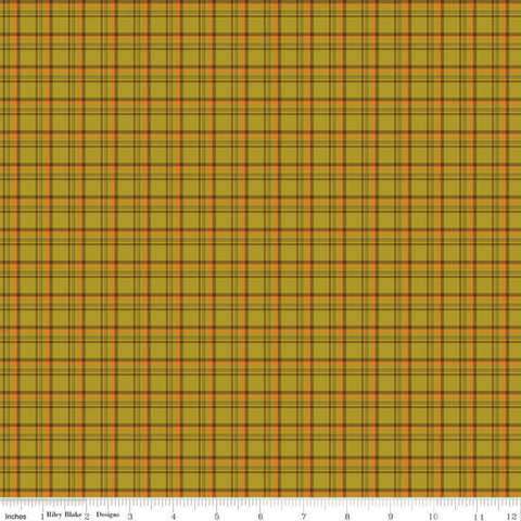 SALE Give Thanks Plaid C9525 Olive - Riley Blake Designs - Thanksgiving Autumn Fall Green Brown Orange -  Quilting Cotton Fabric