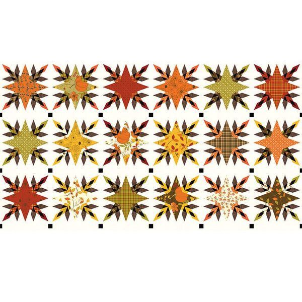 CLEARANCE Give Thanks Cheater Print CH9526 Cream - Riley Blake Designs - Thanksgiving Star Quilt Block - Quilting Cotton Fabric