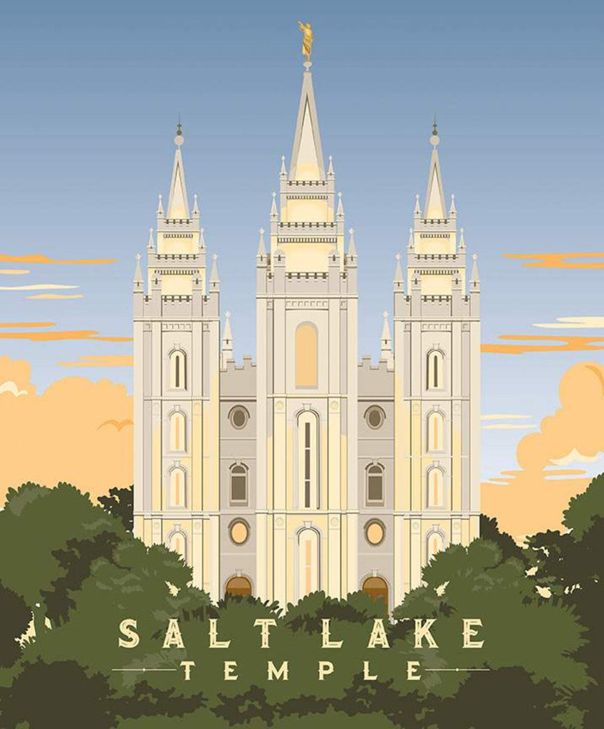 Temples Salt Lake Panel P9860 by Riley Blake Designs - Church of Jesus Christ of Latter-day Saints Temple  - Quilting Cotton Fabric