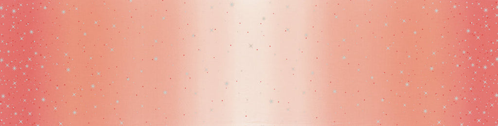 SALE Ombre Fairy Dust METALLIC 10871 Popsicle Pink - Moda - Light to Darker Pink with Silver SPARKLE Stars - Quilting Cotton Fabric