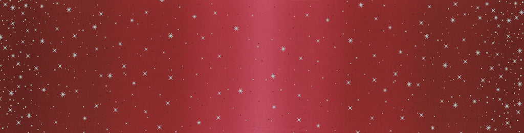 SALE Ombre Fairy Dust METALLIC 10871 Burgundy - Moda - Light to Darker Red with Silver SPARKLE Stars - Quilting Cotton Fabric
