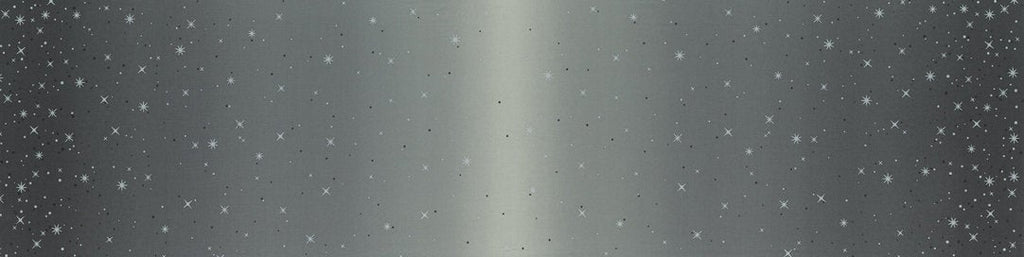 CLEARANCE Ombre Fairy Dust METALLIC 10871 Slate - Moda - Light to Darker Gray with Silver SPARKLE Stars - Quilting Cotton