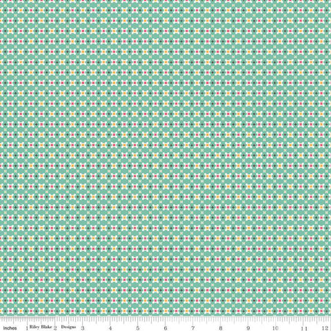 SALE Prim Calico C9692 Sea Glass - Riley Blake Designs - Green Flowers Flower Floral Plus Signs - Quilting Cotton Fabric