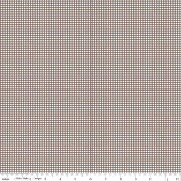 SALE Prim PRINTED Gingham C9698 Pebble - Riley Blake Designs - Brown Checkered Checks Plaid - Quilting Cotton Fabric