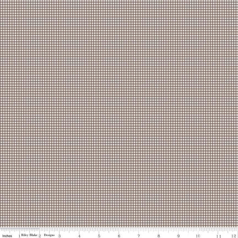 Prim PRINTED Gingham C9698 Pebble - Riley Blake Designs - Brown Checkered Checks Plaid - Quilting Cotton Fabric