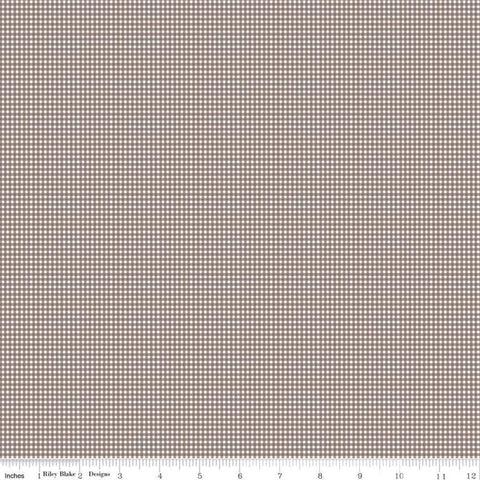 SALE Prim PRINTED Gingham C9698 Pebble - Riley Blake Designs - Brown Checkered Checks Plaid - Quilting Cotton Fabric