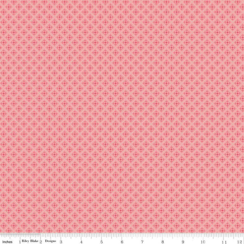 Prim Sweet C9704 Coral - Riley Blake Designs - Pink Orange Diagonal Geometric Dots  - Quilting Cotton Fabric