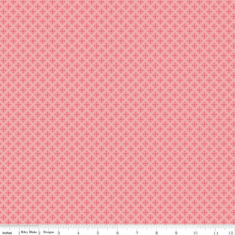 SALE Prim Sweet C9704 Coral - Riley Blake Designs - Pink Orange Diagonal Geometric Dots  - Quilting Cotton Fabric