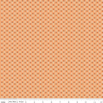 DEAL Prim Stripe C9705 Melon - Riley Blake Designs - Orange White Stripes Striped Flowers Floral - Quilting Cotton Fabric