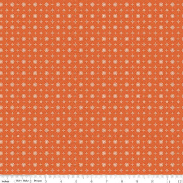 SALE Prim Vintage C9706 Autumn - Riley Blake Designs - Orange Geometrics Flowers Medallions - Quilting Cotton Fabric