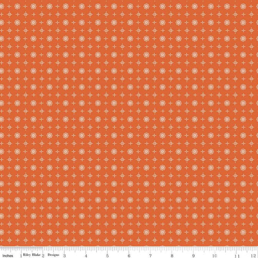 DEAL Prim Vintage C9706 Autumn - Riley Blake Designs - Orange Geometrics Flowers Medallions - Quilting Cotton Fabric