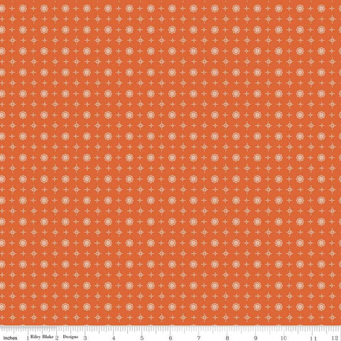 Prim Vintage C9706 Autumn - Riley Blake Designs - Orange Geometrics Flowers Medallions - Quilting Cotton Fabric