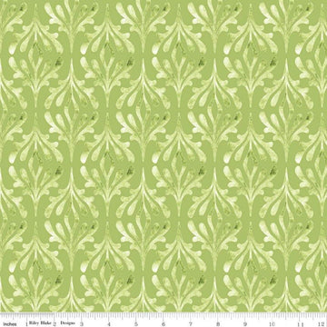 CLEARANCE Glohaven Damask C9833 Green - Riley Blake Designs - Tone on Tone Watercolor Pattern -  Quilting Cotton Fabric