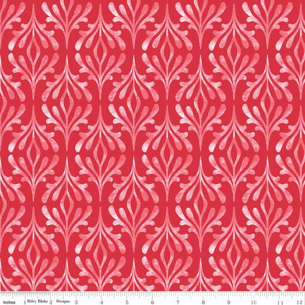 Fat Quarter End of Bolt - CLEARANCE Glohaven Damask C9833 Pink - Riley Blake - Tone on Tone Watercolor Pattern -  Quilting Cotton Fabric