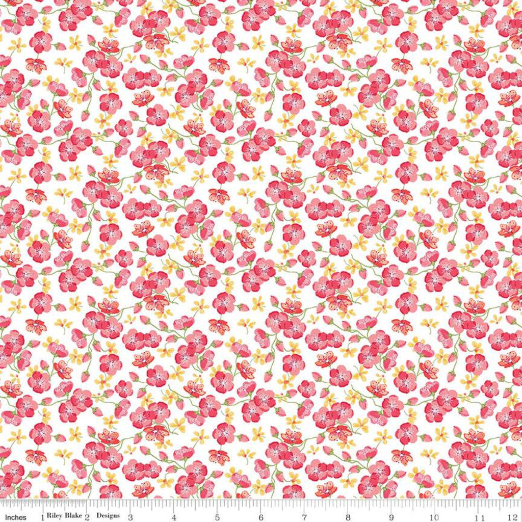 SALE Glohaven Blossoms C9835 White - Riley Blake Designs - Flowers Floral -  Quilting Cotton Fabric