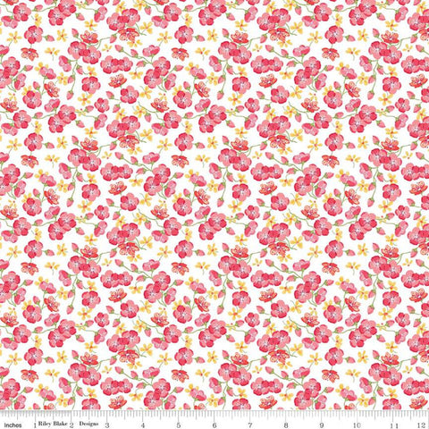 SALE Glohaven Blossoms C9835 White - Riley Blake Designs - Flowers Floral -  Quilting Cotton Fabric