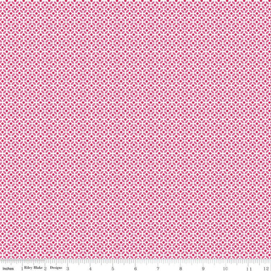 CLEARANCE Fleur Circles C9875 Pink - Riley Blake Designs - Geometric Pink White -  Quilting Cotton Fabric