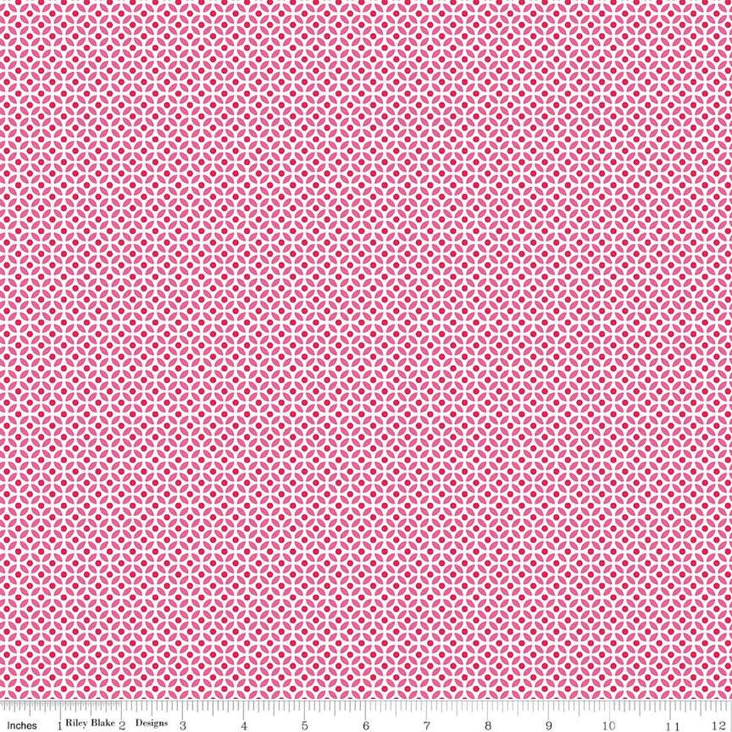 SALE Fleur Circles C9875 Pink - Riley Blake Designs - Geometric Pink White -  Quilting Cotton Fabric