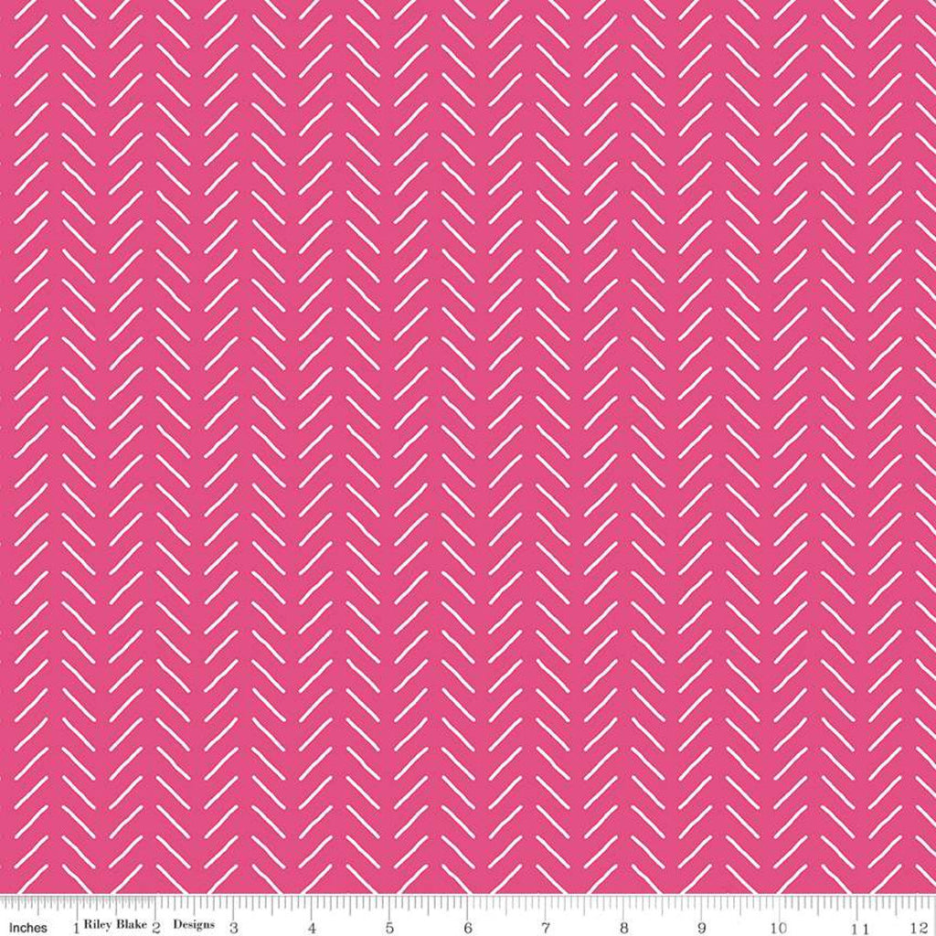 Fleur Bias Lines C9876 Dark Pink - Riley Blake Designs - Geometric Dashes Stripes Stripe Pink White -  Quilting Cotton Fabric