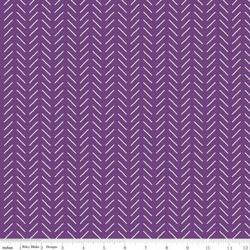 34" End of Bolt - SALE Fleur Bias Lines C9876 Dark Purple - Riley Blake - Geometric Dashes Stripes Purple White -  Quilting Cotton Fabric