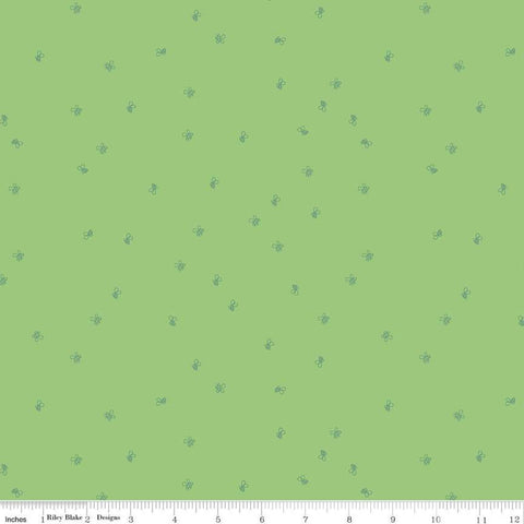 SALE New Dawn Bees C9856 Leaf - Riley Blake Designs - Green Line-Drawn Bees Bee - Quilting Cotton Fabric