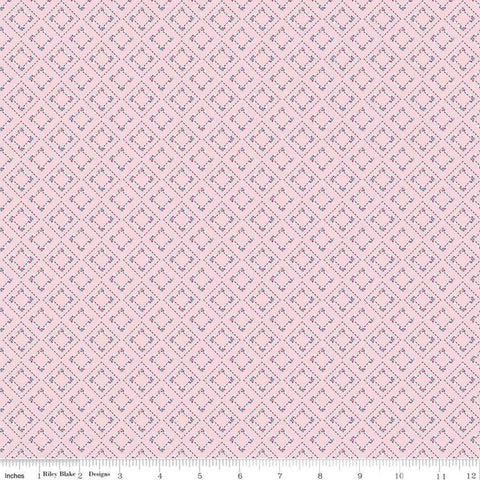 Fat Quarter End of Bolt Piece - SALE Idyllic Pavement C9884 Pink - Riley Blake - Geometric On-Point Squares Square - Quilting Cotton Fabric
