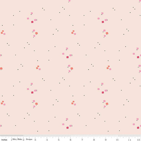 33" End of Bolt Piece - SALE Idyllic Sprinkles C9886 Blush - Riley Blake - Dotted Pin Dots Small Squares Pink - Quilting Cotton Fabric