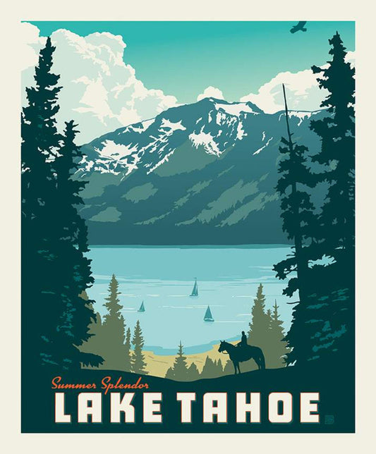 DEAL Destinations Poster Panel P10022 Lake Tahoe - Riley Blake Designs - Outdoors Recreation California Mountains - Quilting Cotton Fabric