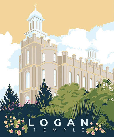 CLEARANCE Temples Logan Panel P9861 by Riley Blake Designs - Church of Jesus Christ of Latter-day Saints Utah  - Quilting Cotton Fabric