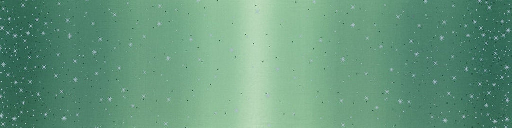 CLEARANCE Ombre Fairy Dust METALLIC 10871 Lagoon - Moda - Turquoise with Silver SPARKLE Stars - Quilting Cotton Fabric