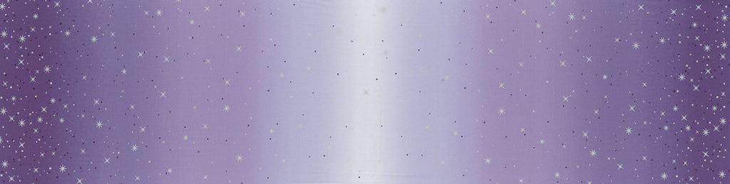 SALE Ombre Fairy Dust METALLIC 10871 Iris - Moda - Light to Darker Purple with Silver SPARKLE Stars - Quilting Cotton Fabric
