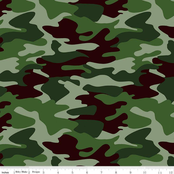 9" End of Bolt - CLEARANCE Nobody Fights Alone Camo C10420 Green - Riley Blake - Camoflauge First Responders - Quilting Cotton Fabric