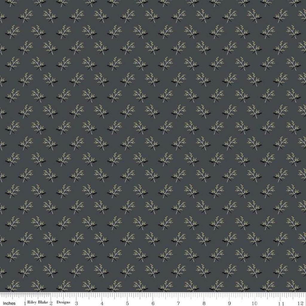 SALE My Heritage Branches C9794 Gray - Riley Blake Designs - Sprigs Leaves Berries  - Quilting Cotton Fabric