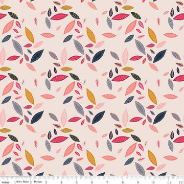 SALE Golden Aster Leaves C9843 Cream - Riley Blake Designs - Floral Scattered Leaves - Quilting Cotton Fabric