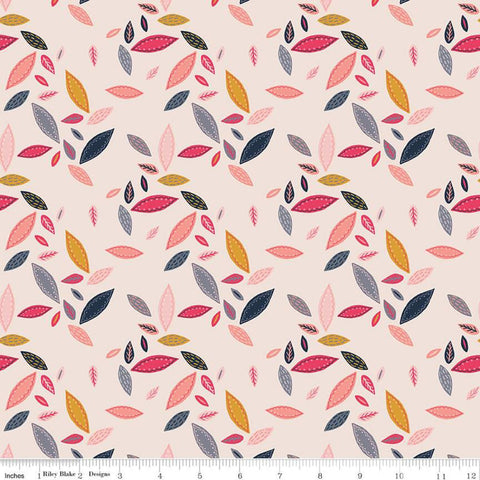 SALE Golden Aster Leaves C9843 Cream - Riley Blake Designs - Floral Scattered Leaves - Quilting Cotton Fabric