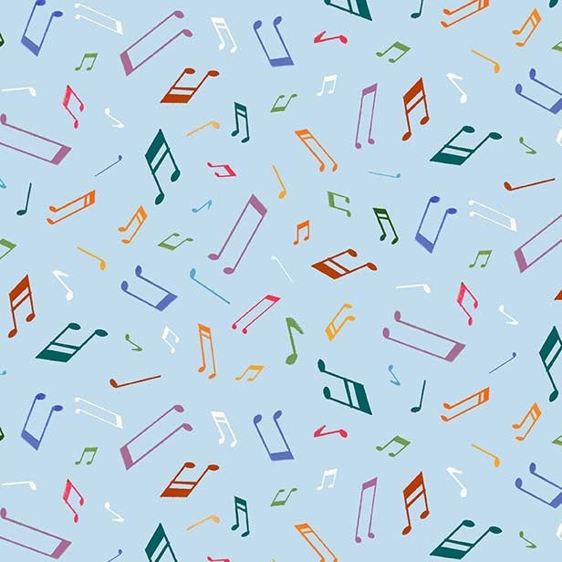 SALE Woodland Musicians Musical Notes DC9013 Breeze - The Little Red House for Michael Miller - Musical Notes Blue  - Quilting Cotton Fabric