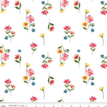 SALE Glohaven Flowers C9832 White - Riley Blake Designs - Floral -  Quilting Cotton Fabric