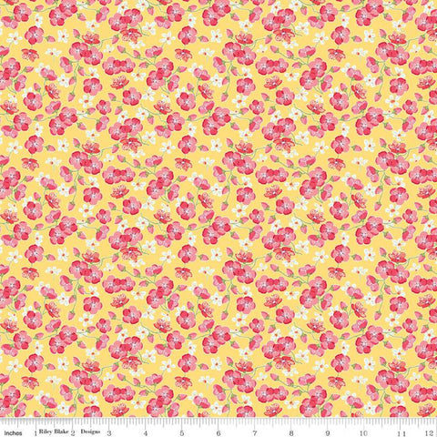 31" End of Bolt Piece - Glohaven Blossoms C9835 Yellow - Riley Blake Designs - Flowers Floral - Quilting Cotton Fabric