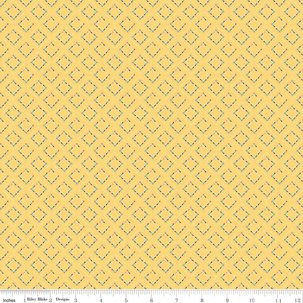 CLEARANCE Idyllic Pavement C9884 Yellow - Riley Blake Designs - Geometric On-Point Squares Square Grid - Quilting Cotton Fabric