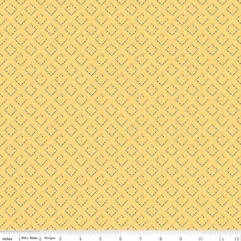 SALE Idyllic Pavement C9884 Yellow - Riley Blake Designs - Geometric On-Point Squares Square Grid - Quilting Cotton Fabric