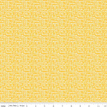 SALE Bloom & Grow Keys C10114 Yellow - Riley Blake Designs - Cream Antique Keys on Yellow - Quilting Cotton Fabric