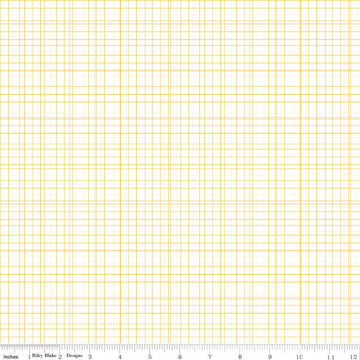 SALE Bloom & Grow Plaid C10115 Cream - Riley Blake Designs - Thin Yellow Lines Geometric - Quilting Cotton Fabric