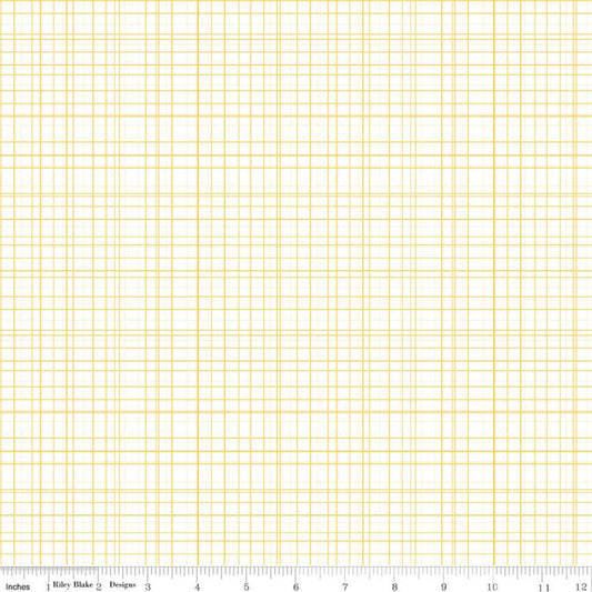 SALE Bloom & Grow Plaid C10115 Cream - Riley Blake Designs - Thin Yellow Lines Geometric - Quilting Cotton Fabric
